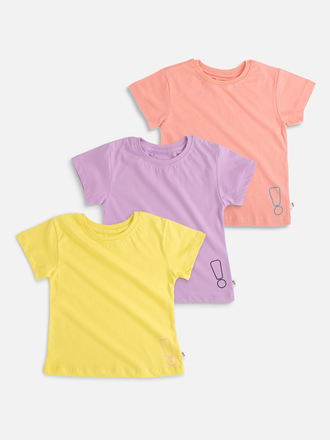 

You Got Plan B Girls Pack of 3 Pure Cotton T-shirts, Yellow