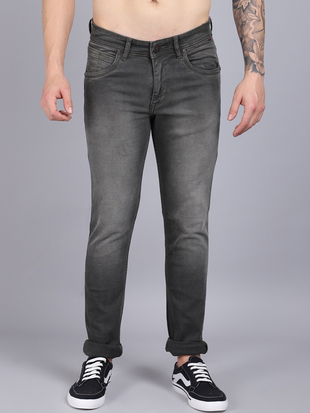 

Cantabil Men Olive Green Heavy Fade Stretchable Jeans
