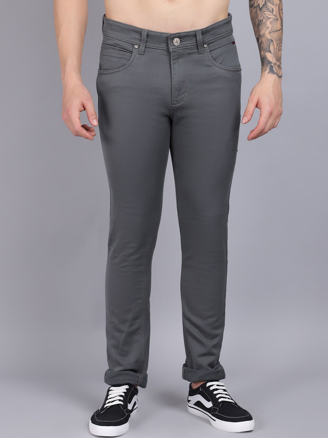 

Cantabil Men Grey Slim Fit Chinos Trousers