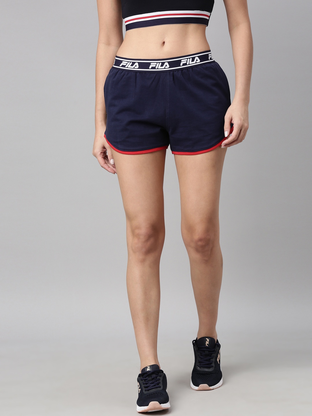 

FILA Women Blue Training or Gym Cotton Sports Shorts