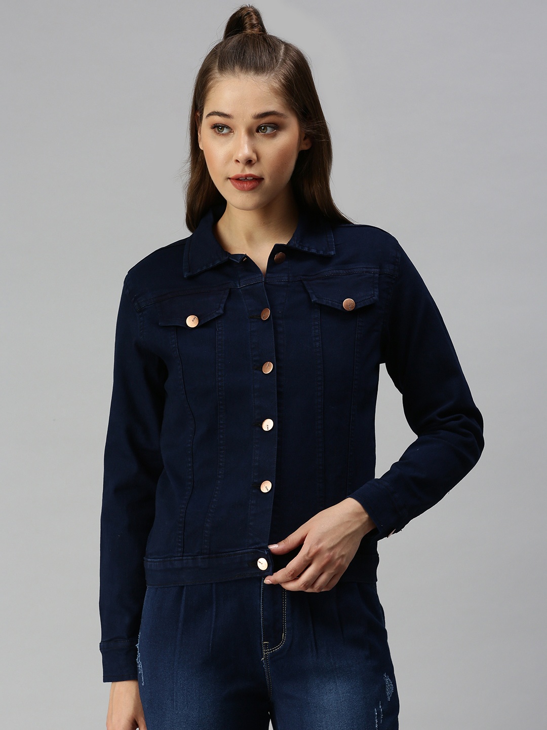 

SHOWOFF Women Navy Blue Denim Jacket