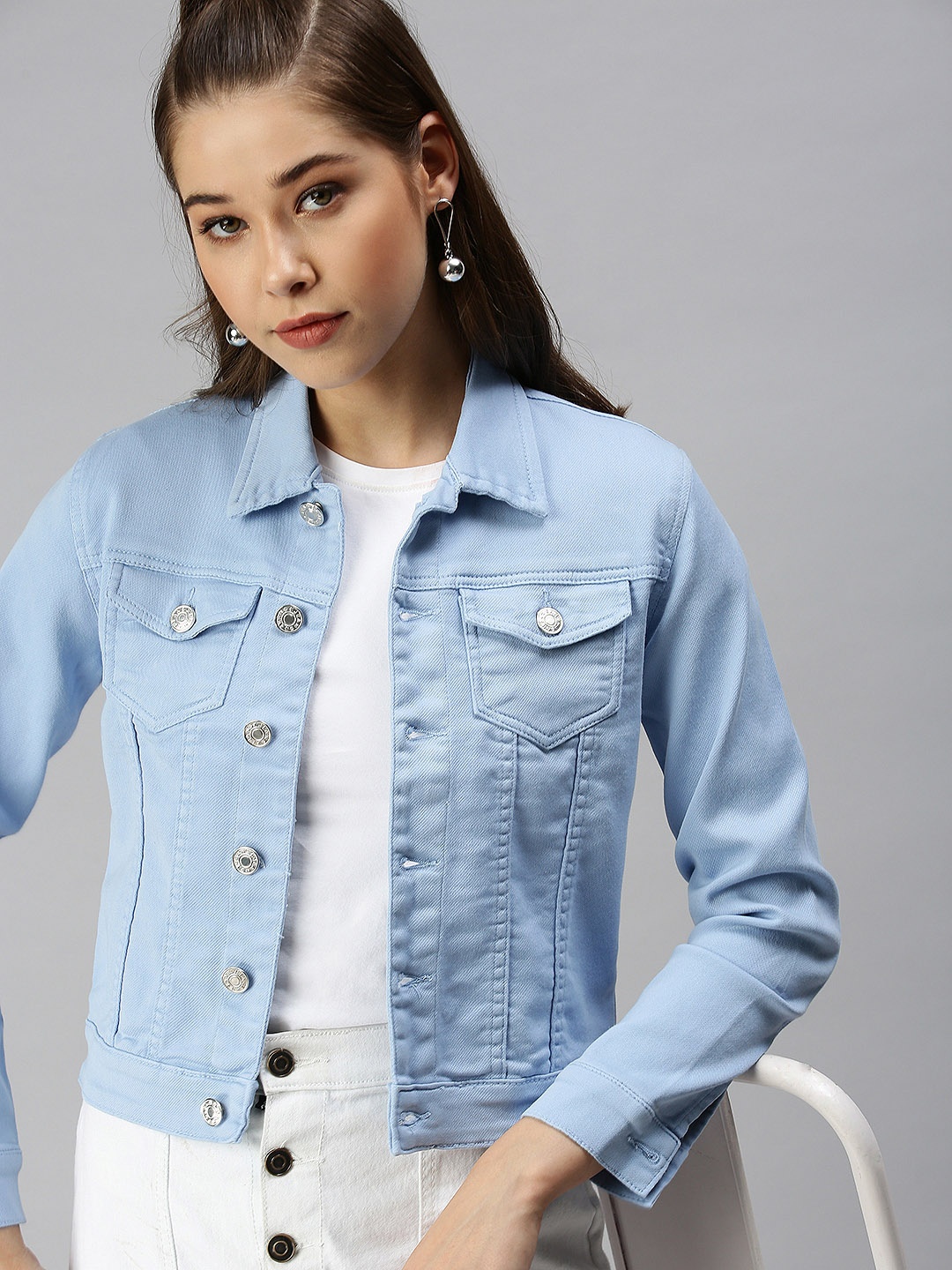 

SHOWOFF Women Blue Washed Denim Jacket