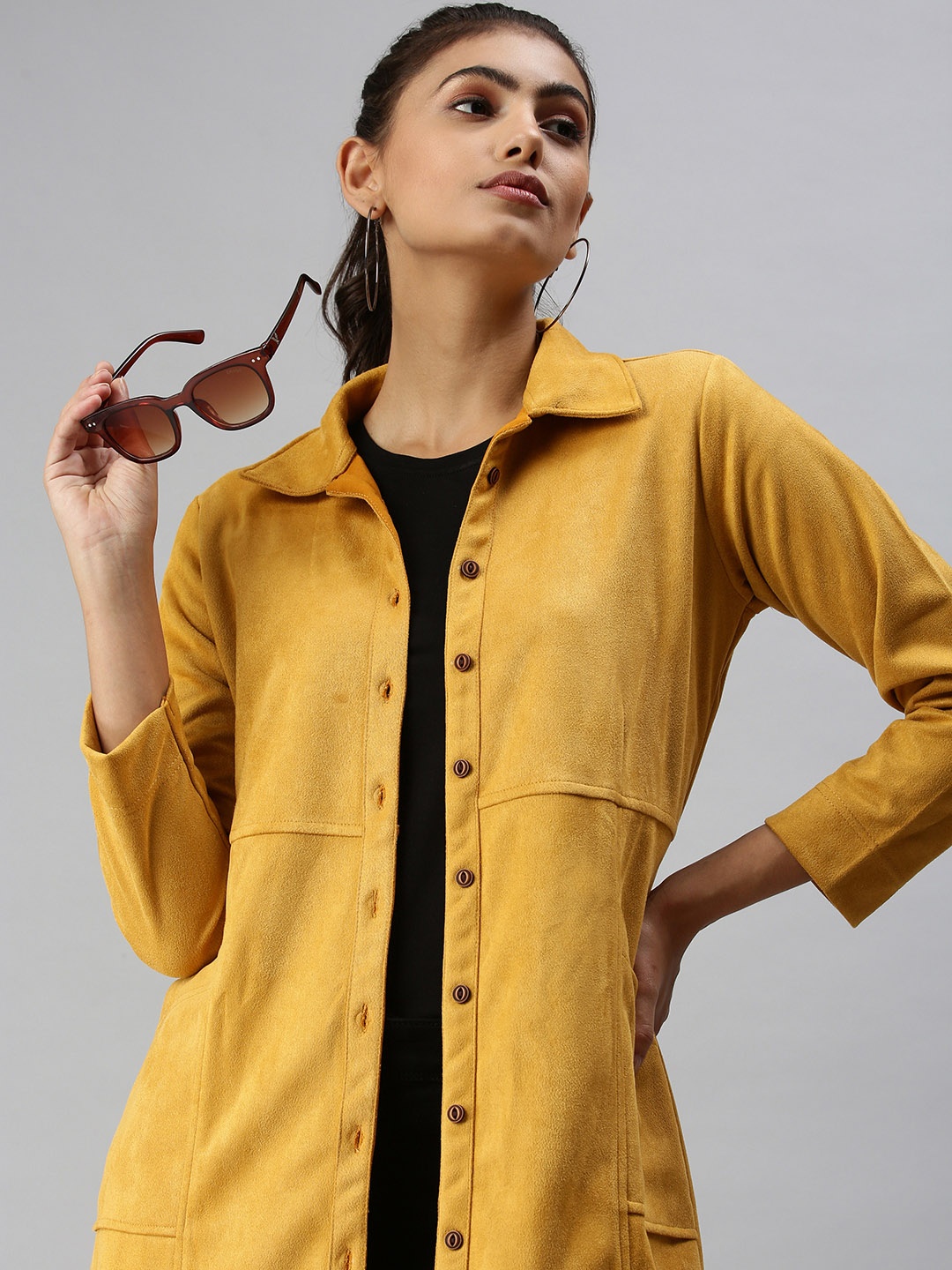 

SHOWOFF Women Suede Overcoat, Mustard