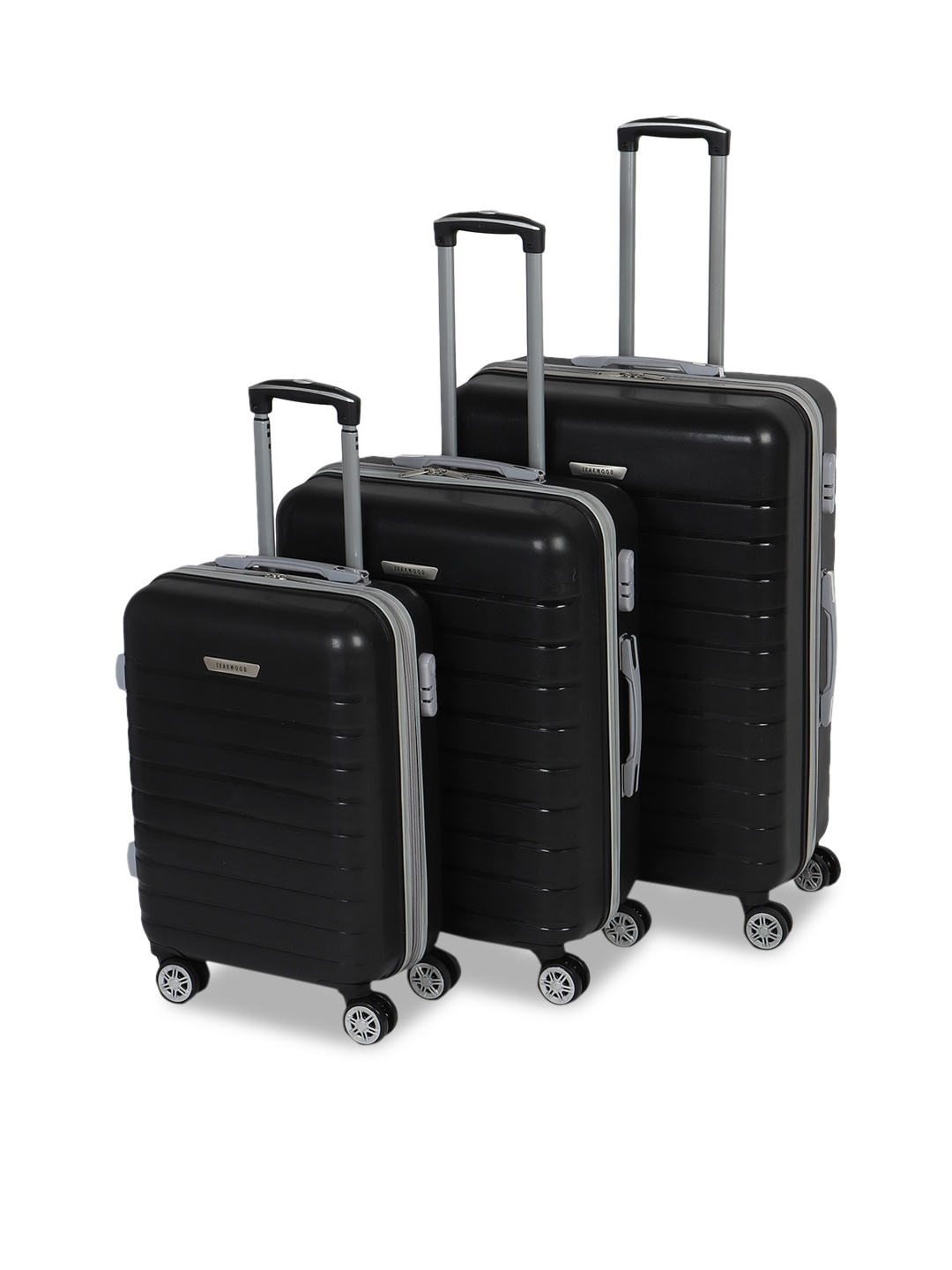 

Teakwood Leathers Set Of 3 Black Textured Hard Sided Trolley Bag