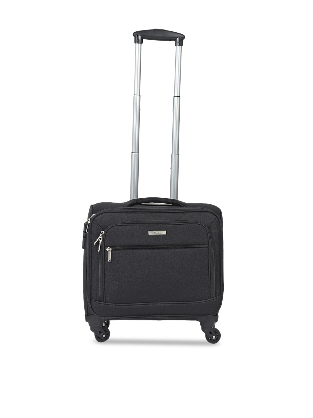 

Teakwood Leathers Black Textured Soft-Sided Cabin Trolley Suitcase