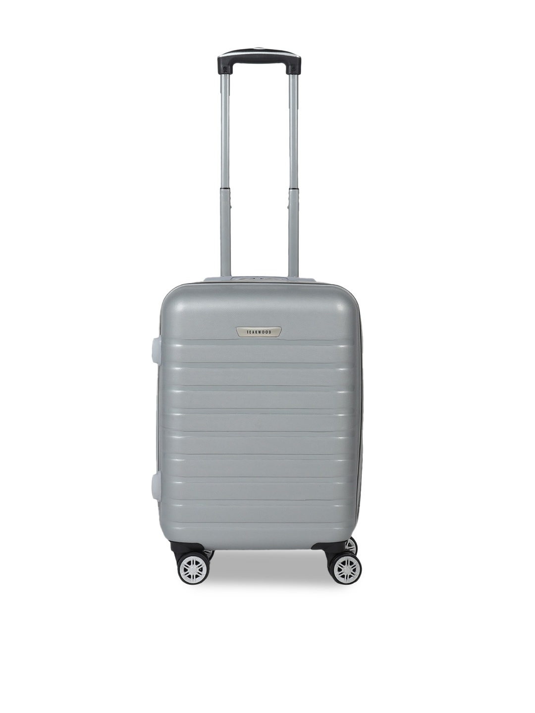 

Teakwood Leathers Silver-Coloured Textured Hard Sided Trolley Bag