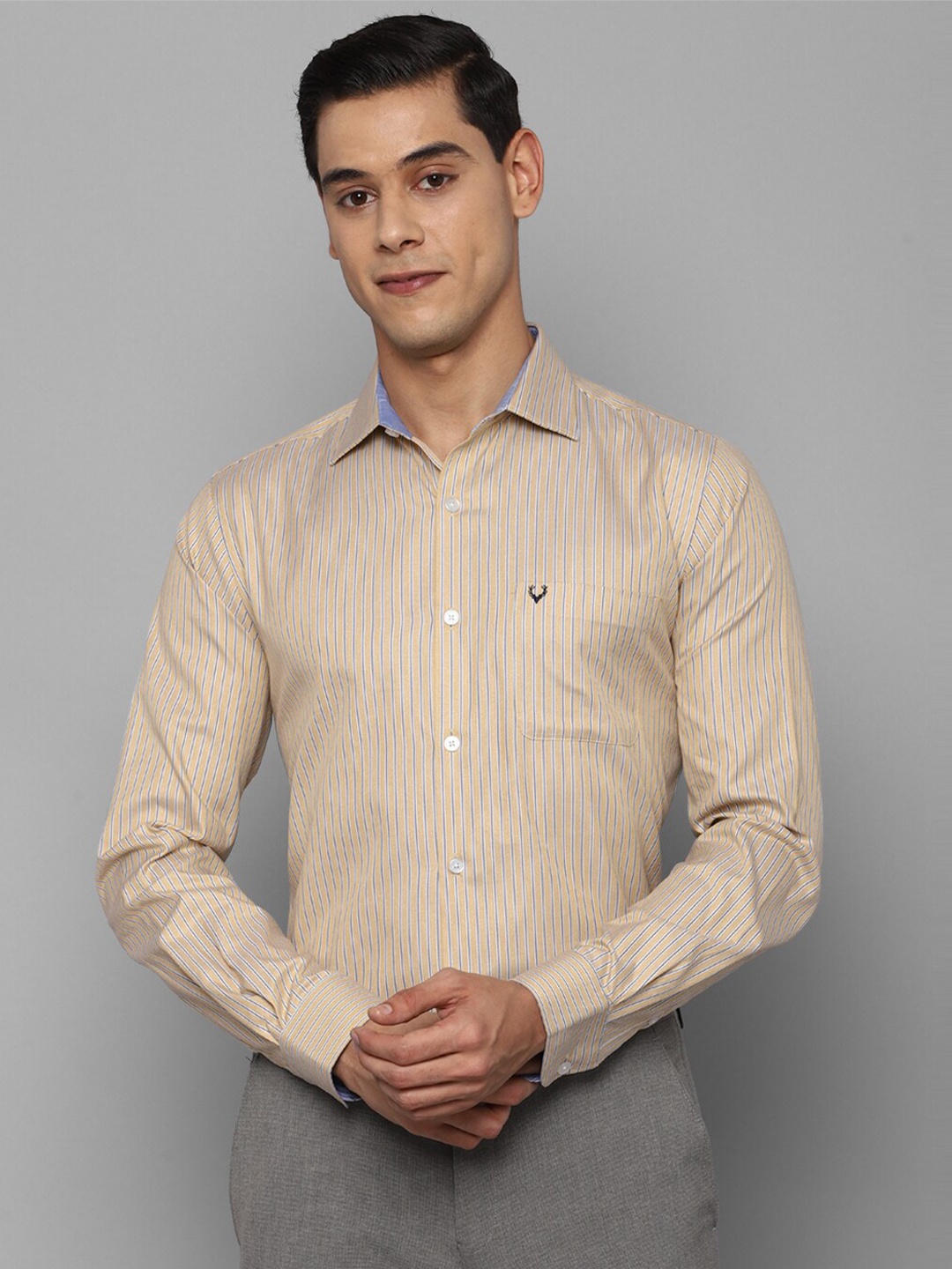 

Allen Solly Men Beige Slim Fit Cotton Formal Shirt