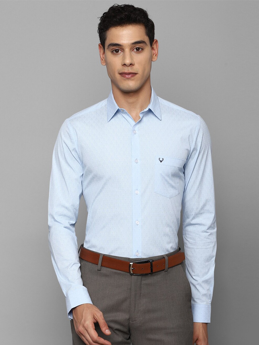 

Allen Solly Men Blue Slim Fit Printed Cotton Formal Shirt