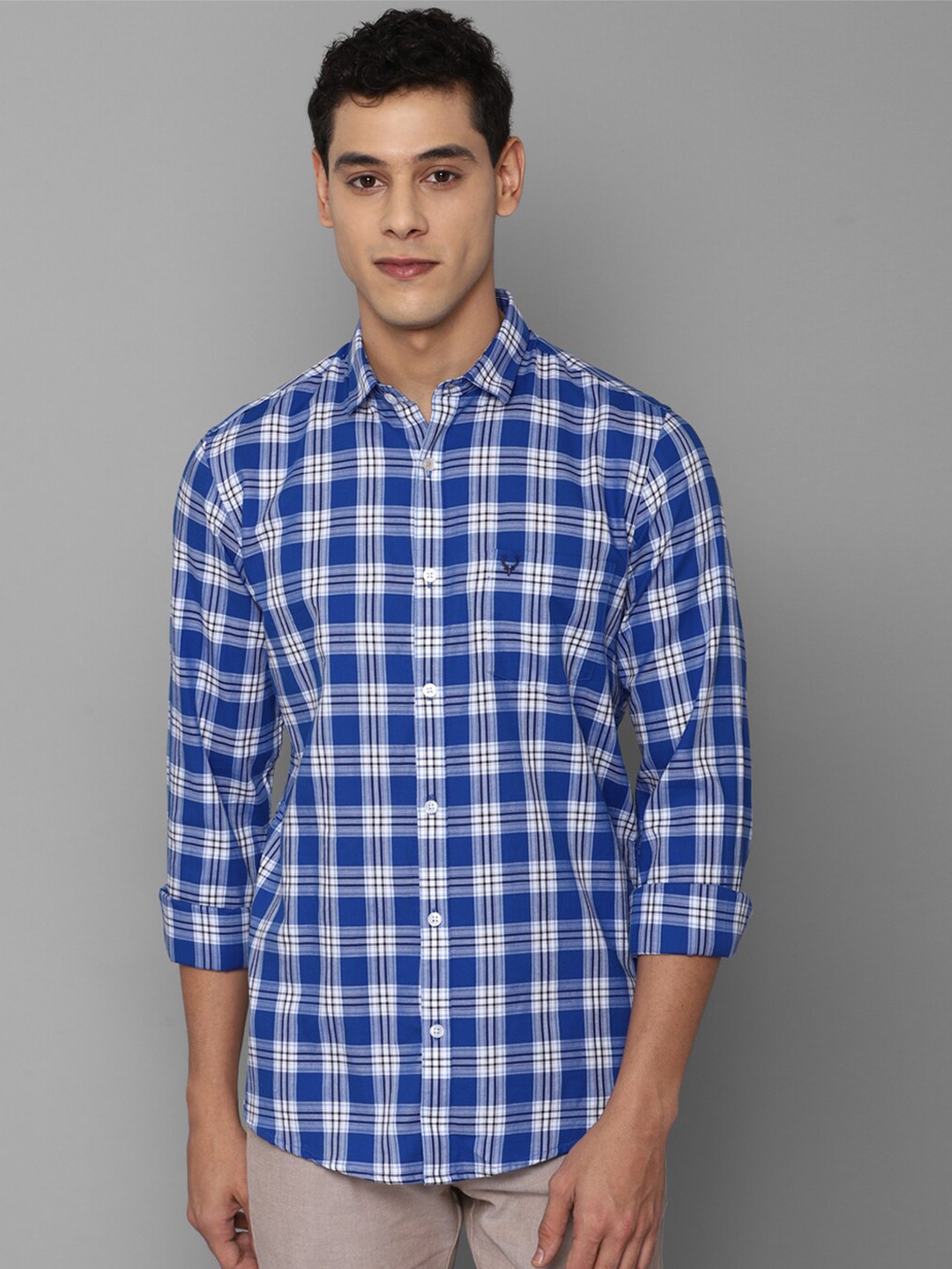 

Allen Solly Men Blue Slim Fit Tartan Checks Cotton Casual Shirt