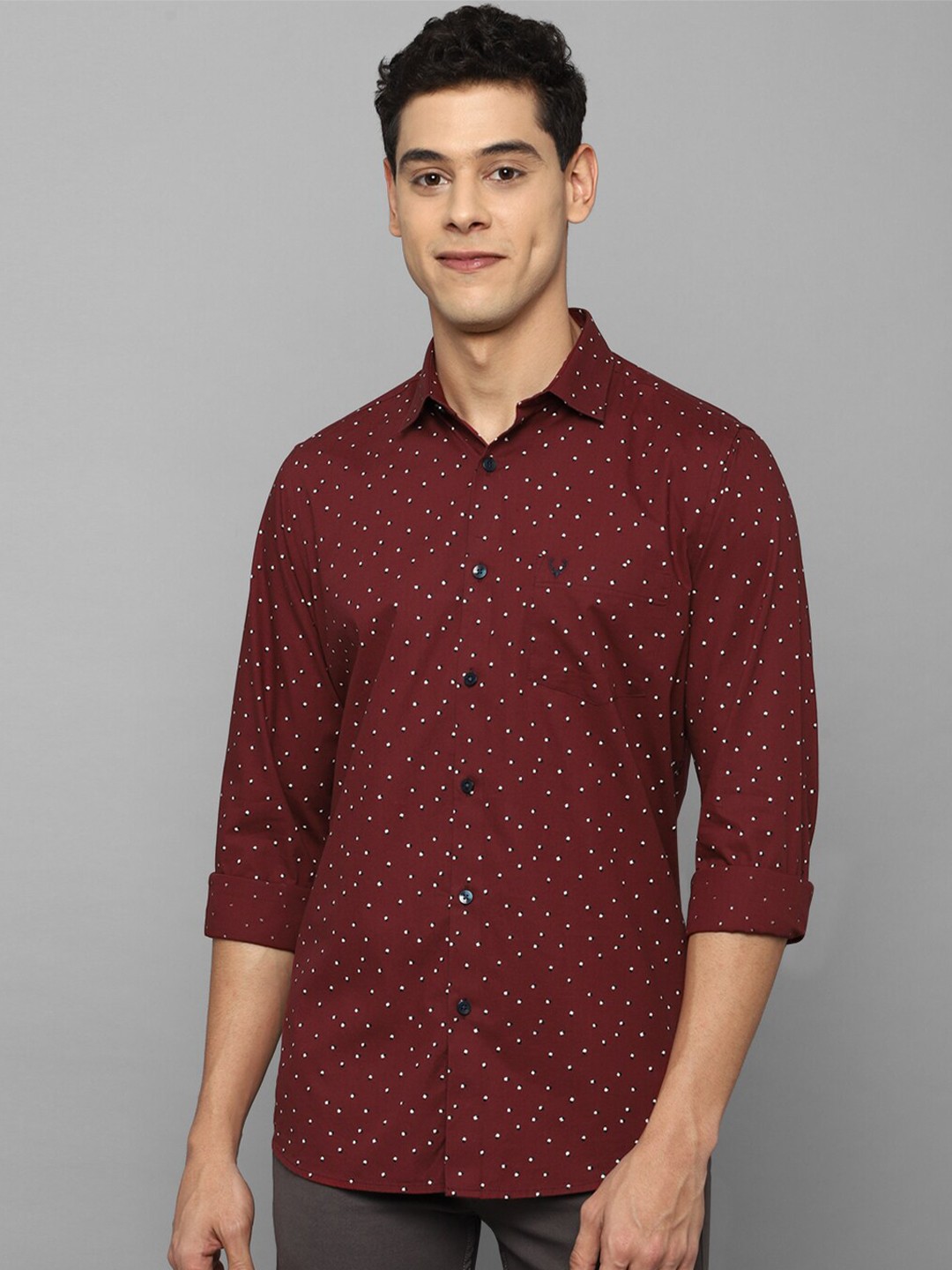 

Allen Solly Men Maroon Slim Fit Printed Cotton Casual Shirt