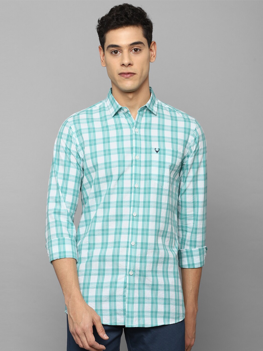 

Allen Solly Sport Men Green Tartan Checks Checked Cotton Casual Shirt