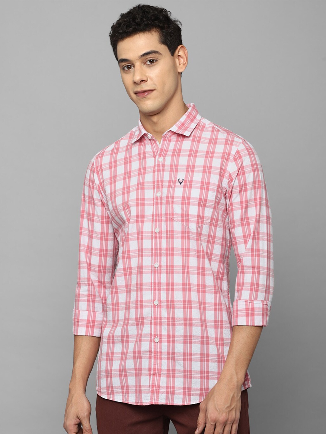 

Allen Solly Sport Men Pink & White Checked Casual Shirt