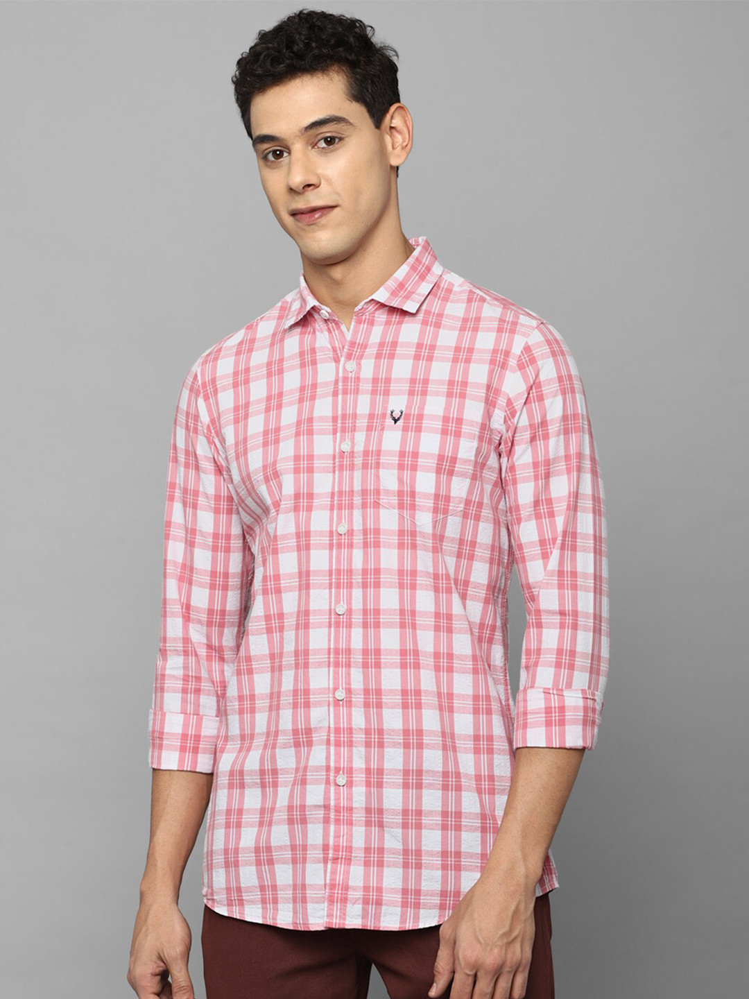 

Allen Solly Sport Men Pink & White Checked Casual Shirt