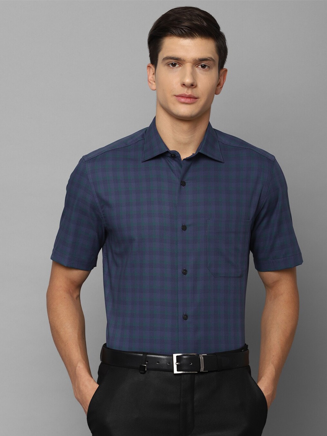 

Louis Philippe Men Navy Blue Checked Formal Shirt