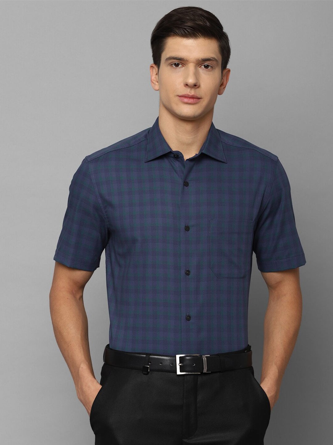 

Louis Philippe Men Navy Blue Checked Formal Shirt