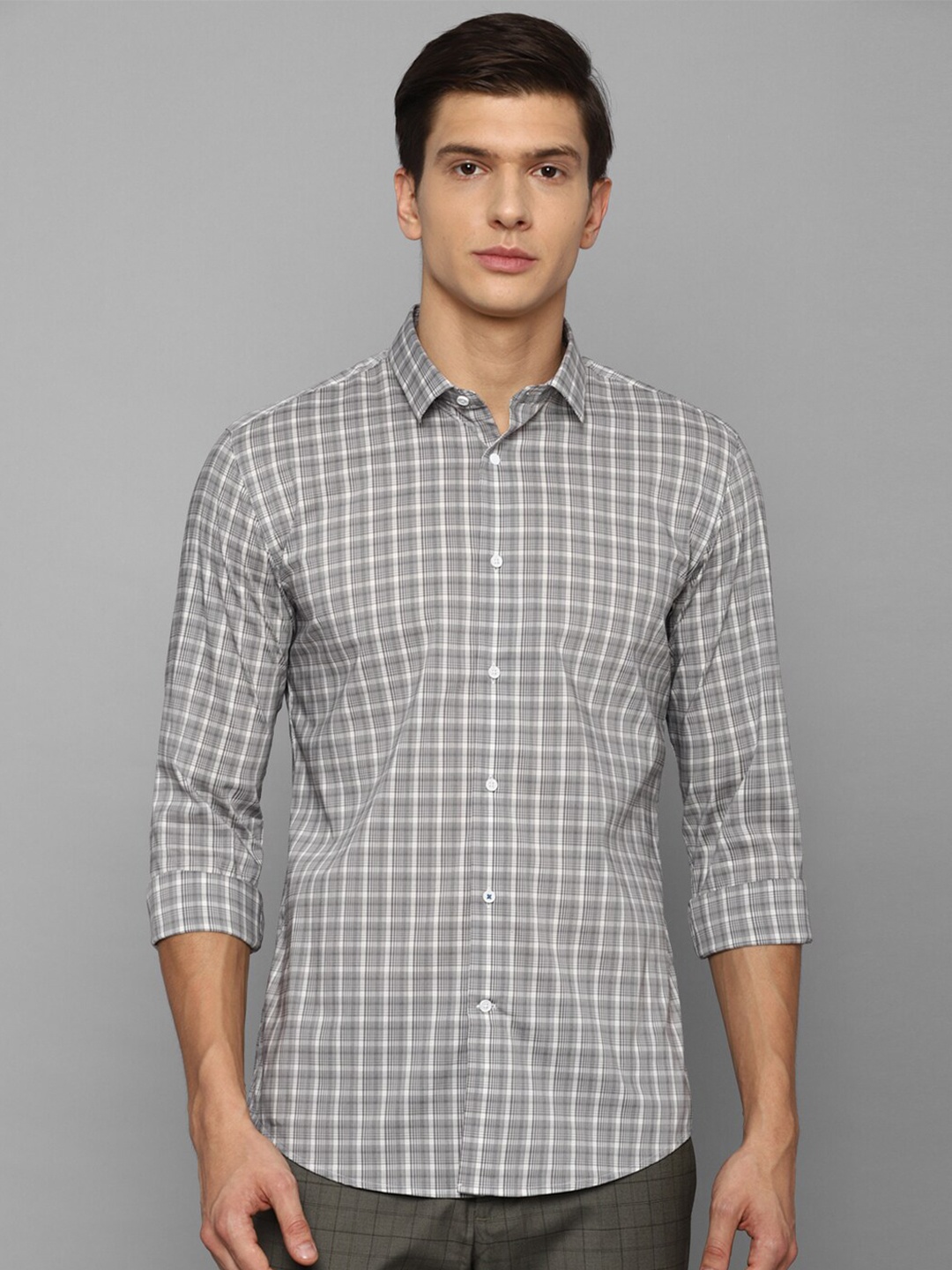 

Louis Philippe Sport Men Grey Slim Fit Tartan Checks Checked Casual Shirt