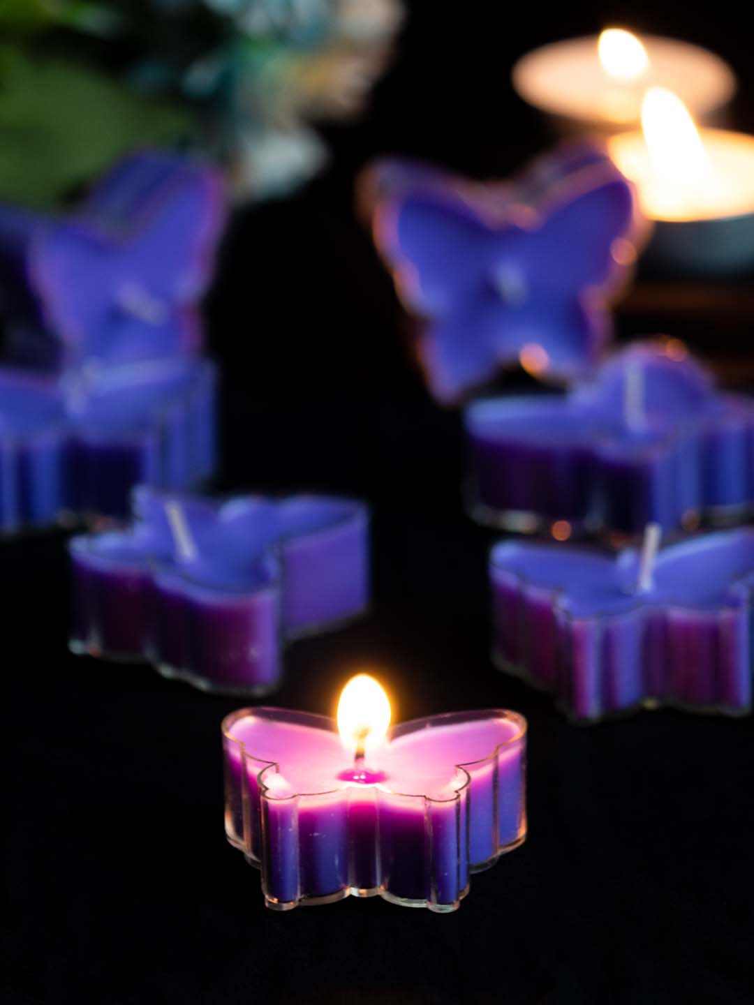 

MARKET99 Set of 7 Solid Butterfly Shaped Scented Candle, Blue