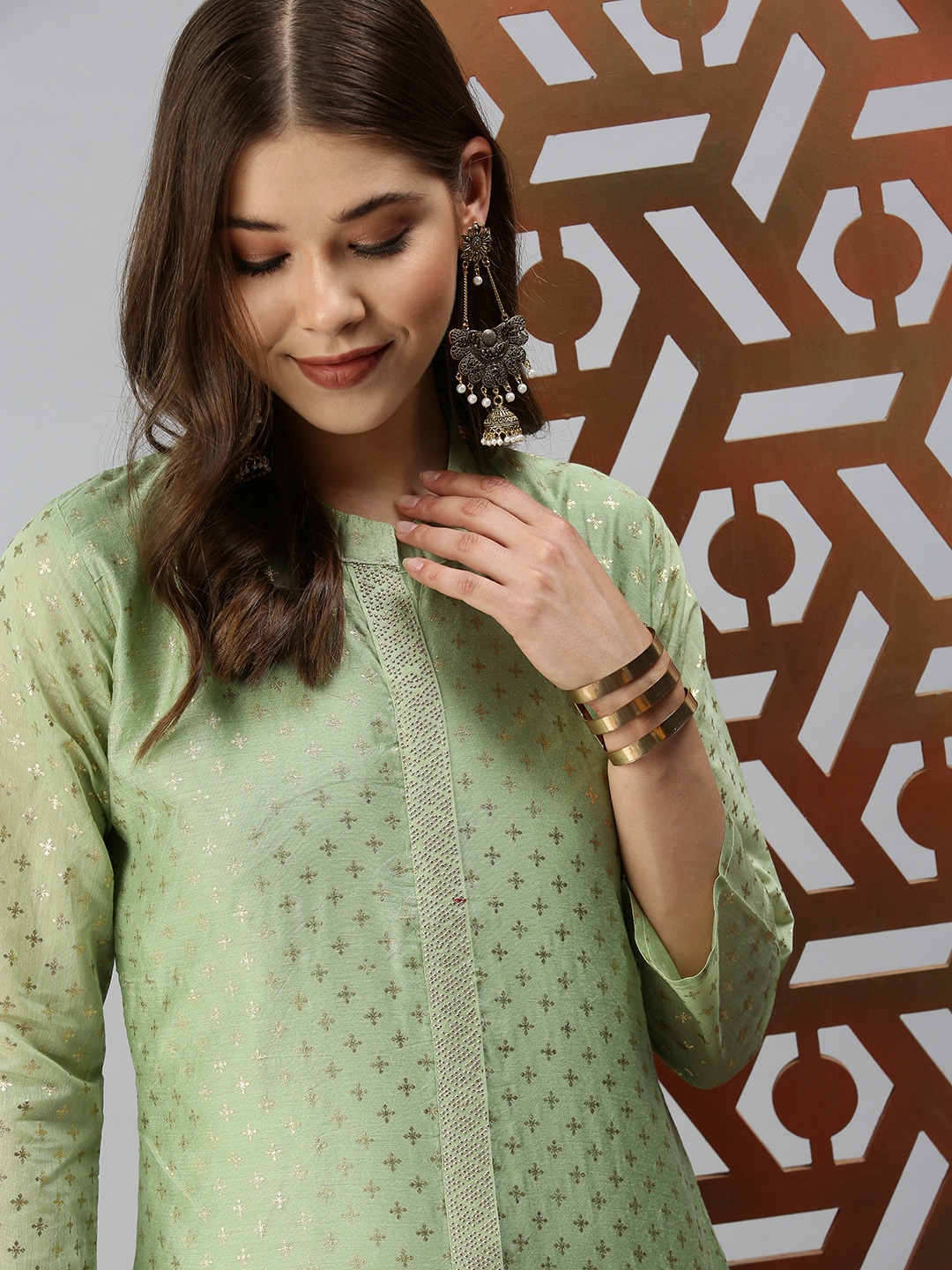 

SHOWOFF Women Green Ethnic Motifs Printed Kurta