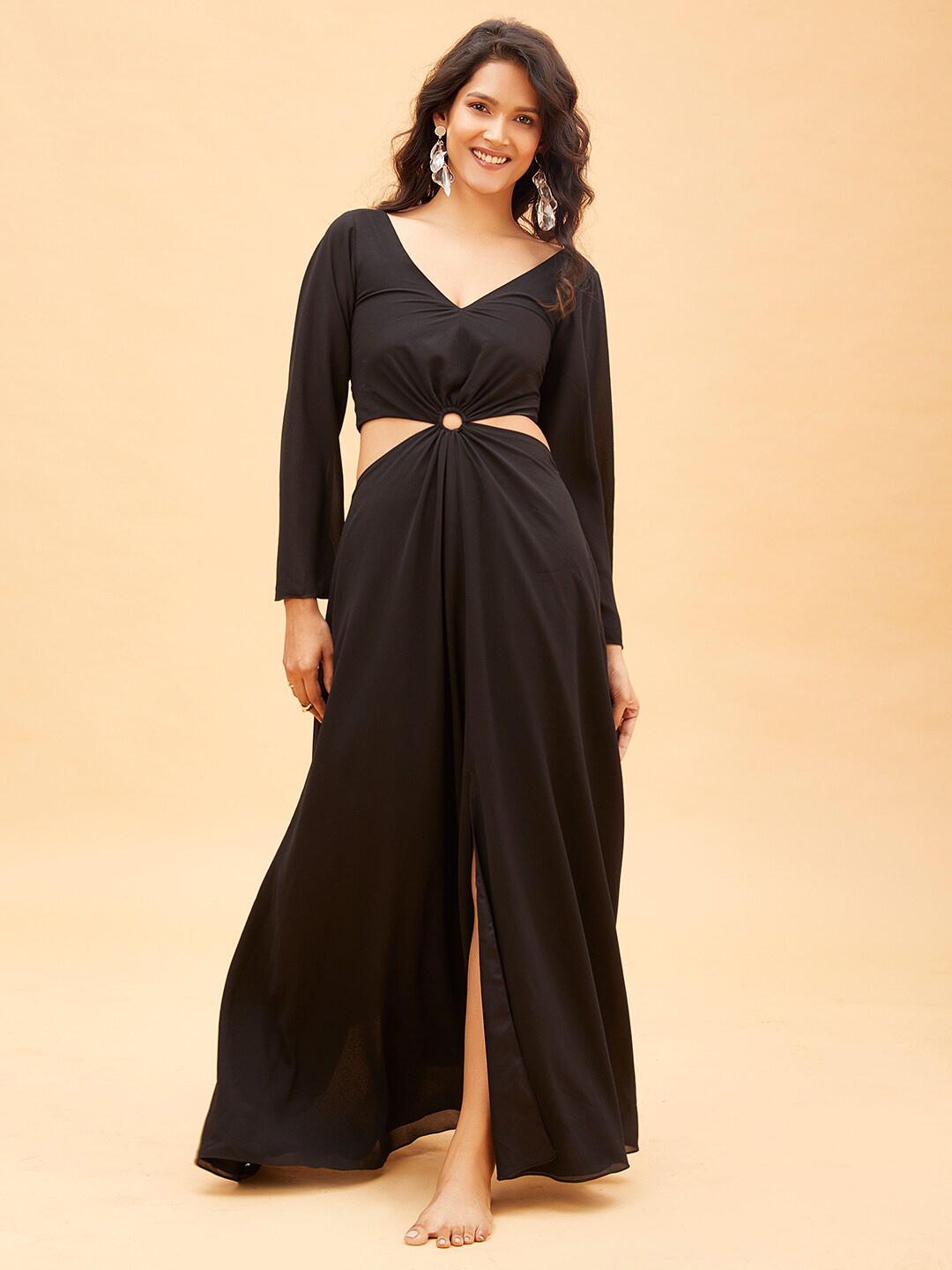 

POPPI Black Georgette Maxi Dress