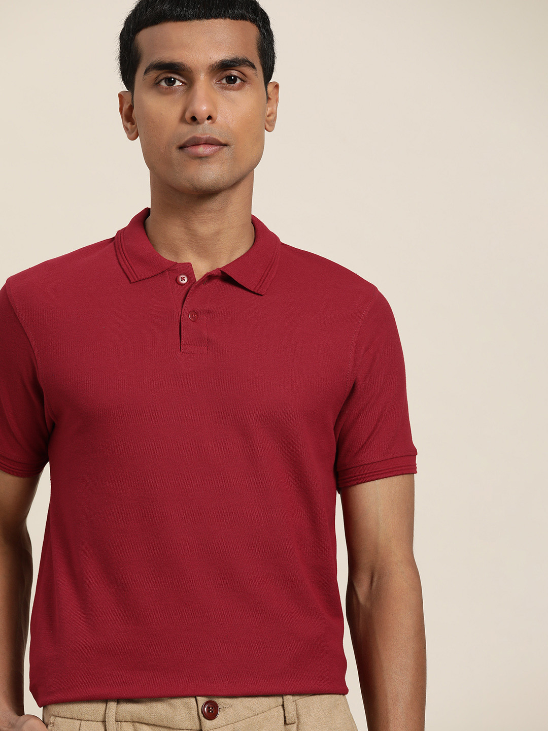 

ether Men Maroon Polo Collar T-shirt