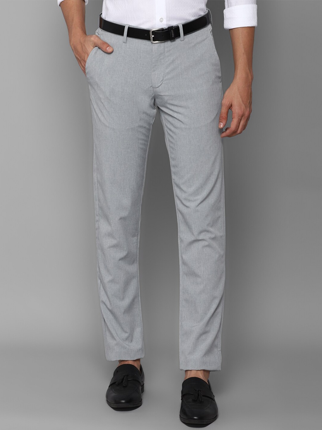 

Allen Solly Men Grey Textured Polyester Slim Fit Chinos Trousers
