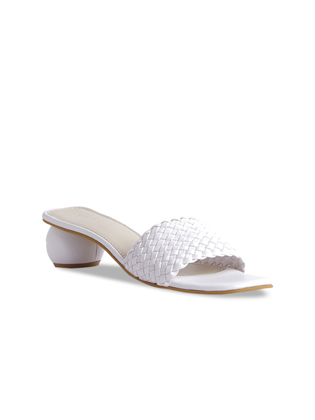 

ERIDANI White Textured Block Heels