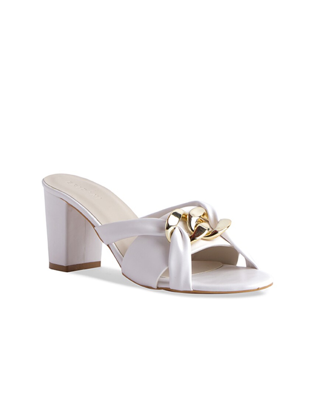 

ERIDANI White Textured Block Heels