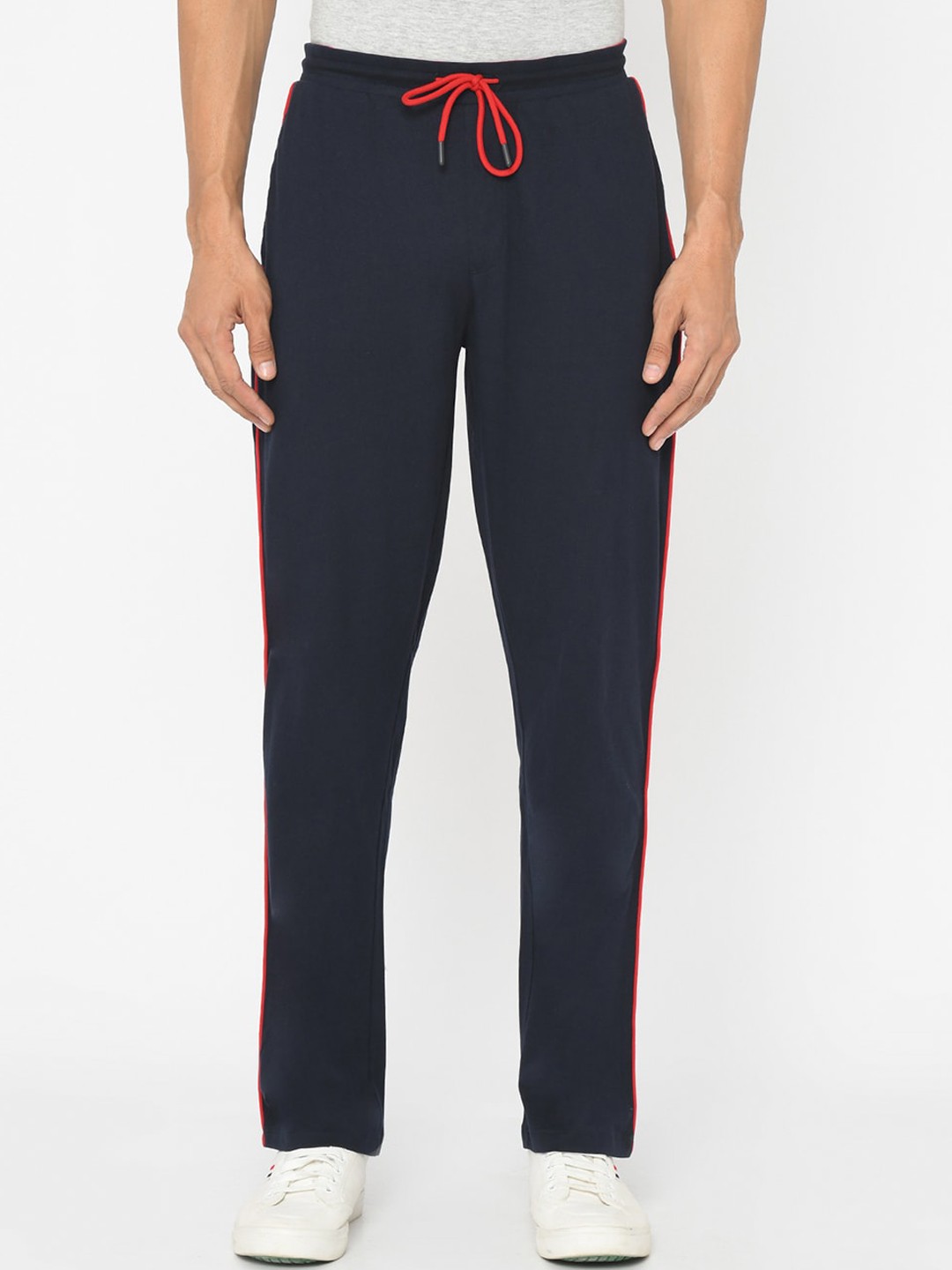 

EDRIO Men Navy Blue Solid Cotton Track Pants