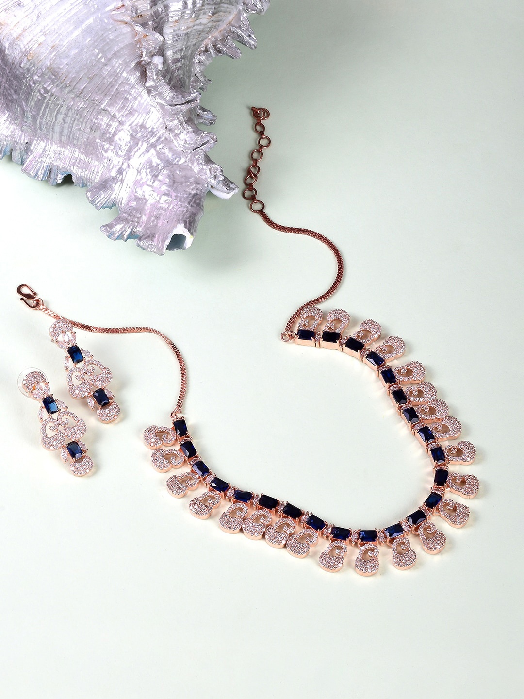 

STEORRA JEWELS Gold-Plated AD-Studded Jewellery Set