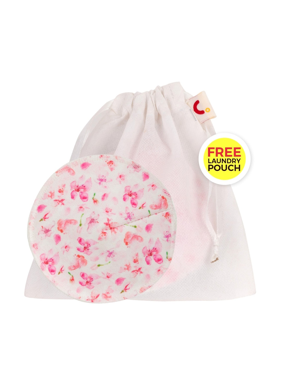 

MYLO ESSENTIALS Women Pink Floral Print Breast Feeding Pads with Laundry Pouch - 2 Pads