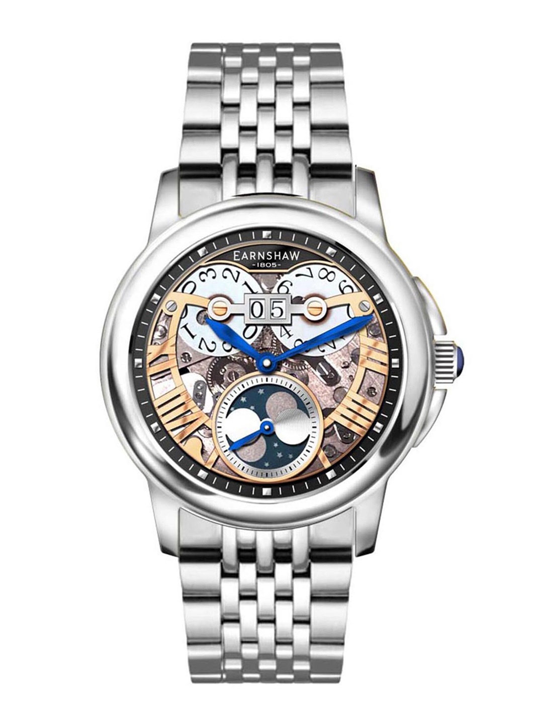 

EARNSHAW Men Silver Dial & Stainless Steel Straps Analogue Wrist Multi Watch