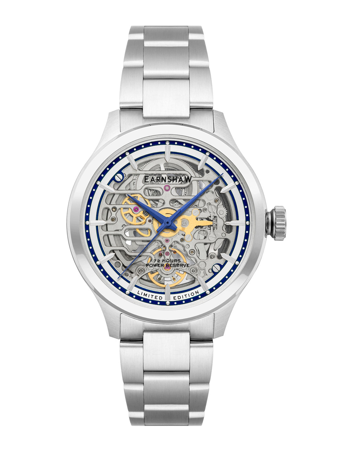 

EARNSHAW Men Blue Skeleton Dial & Silver Toned Analogue Watch ES-8229-22-Blue