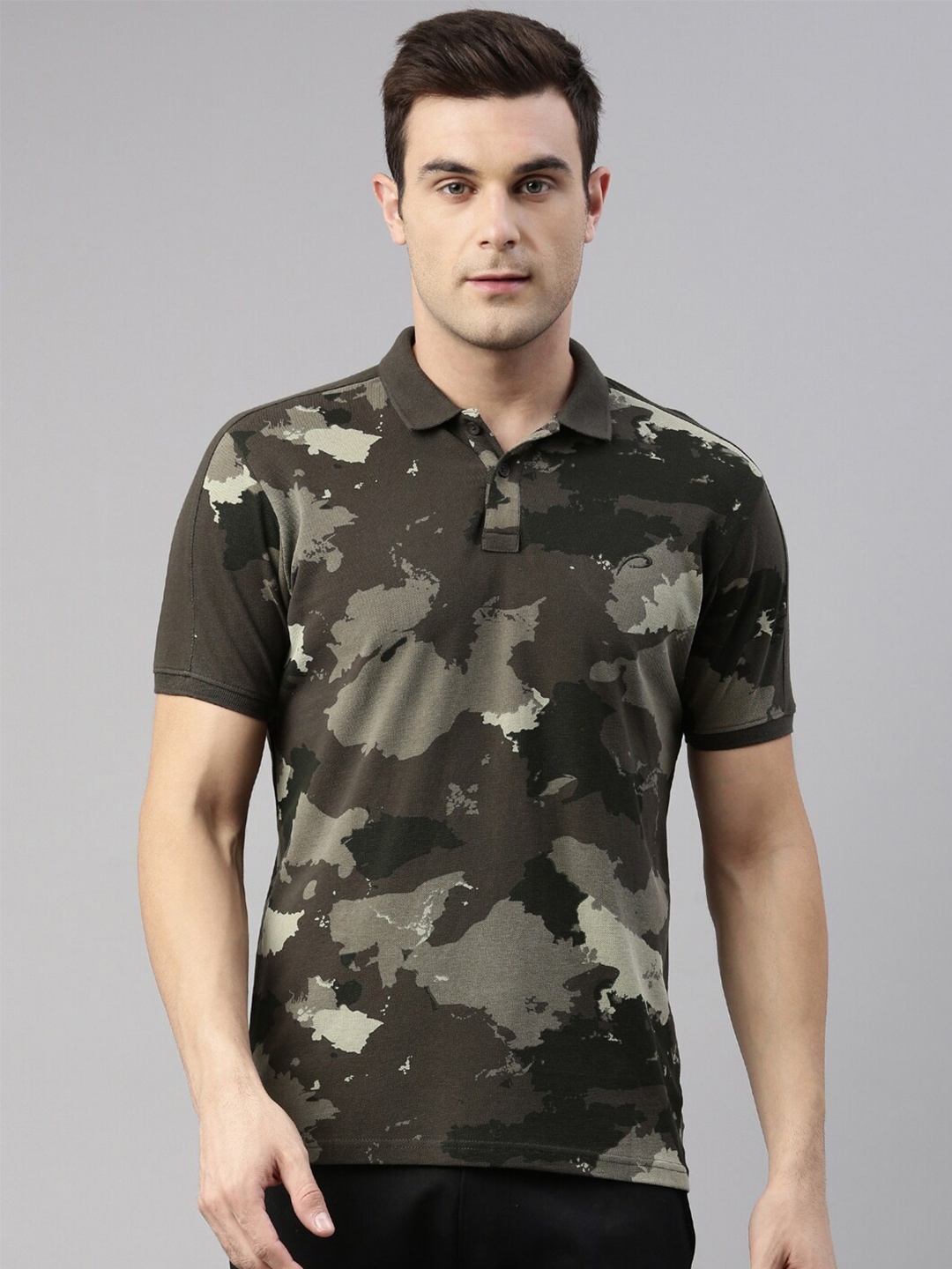 Proline Active Men Olive Green Printed Polo Collar T-shirt - buy at the ...