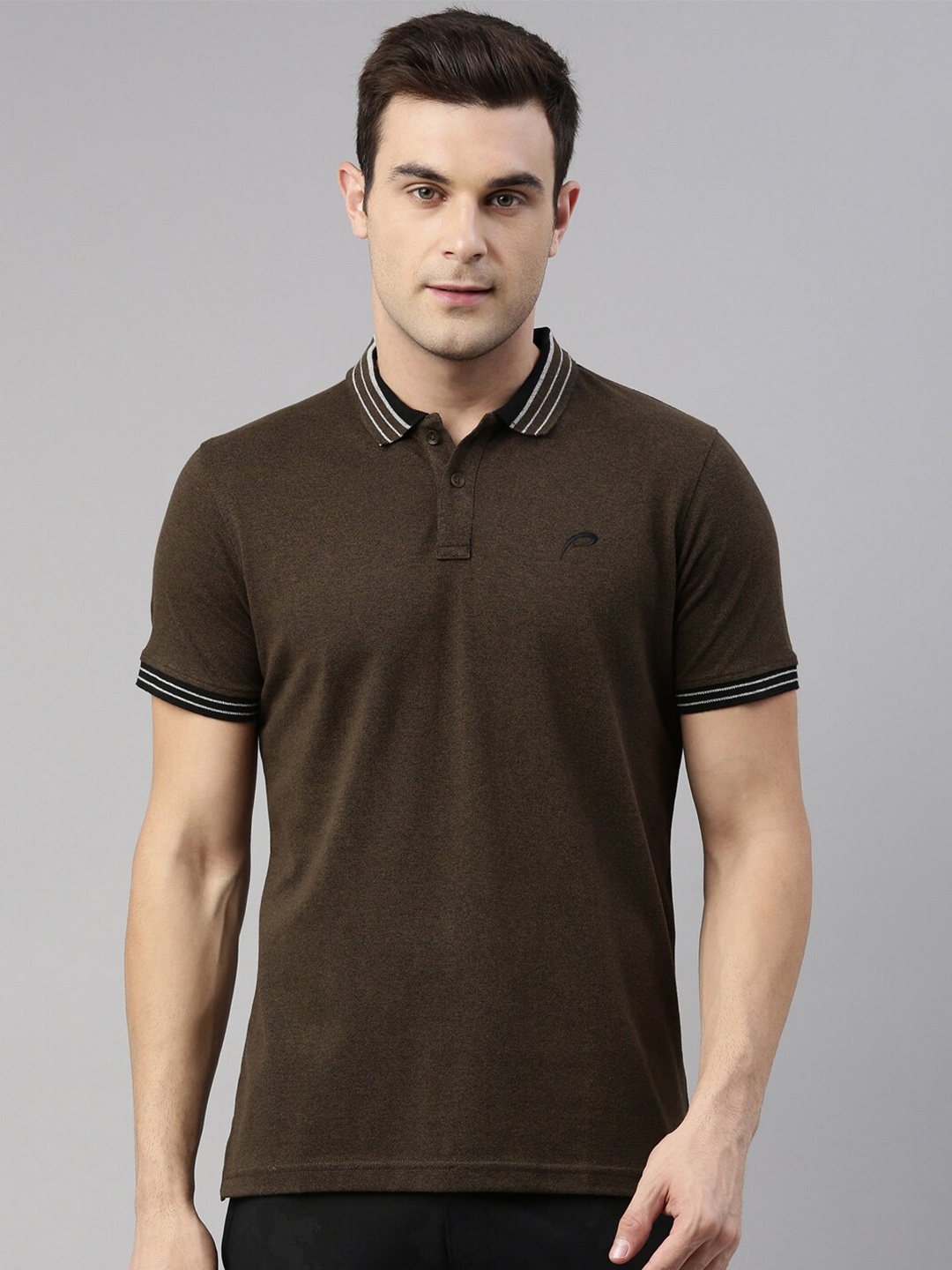 

Proline Active Men Olive Green Polo Collar Organic Cotton T-shirt