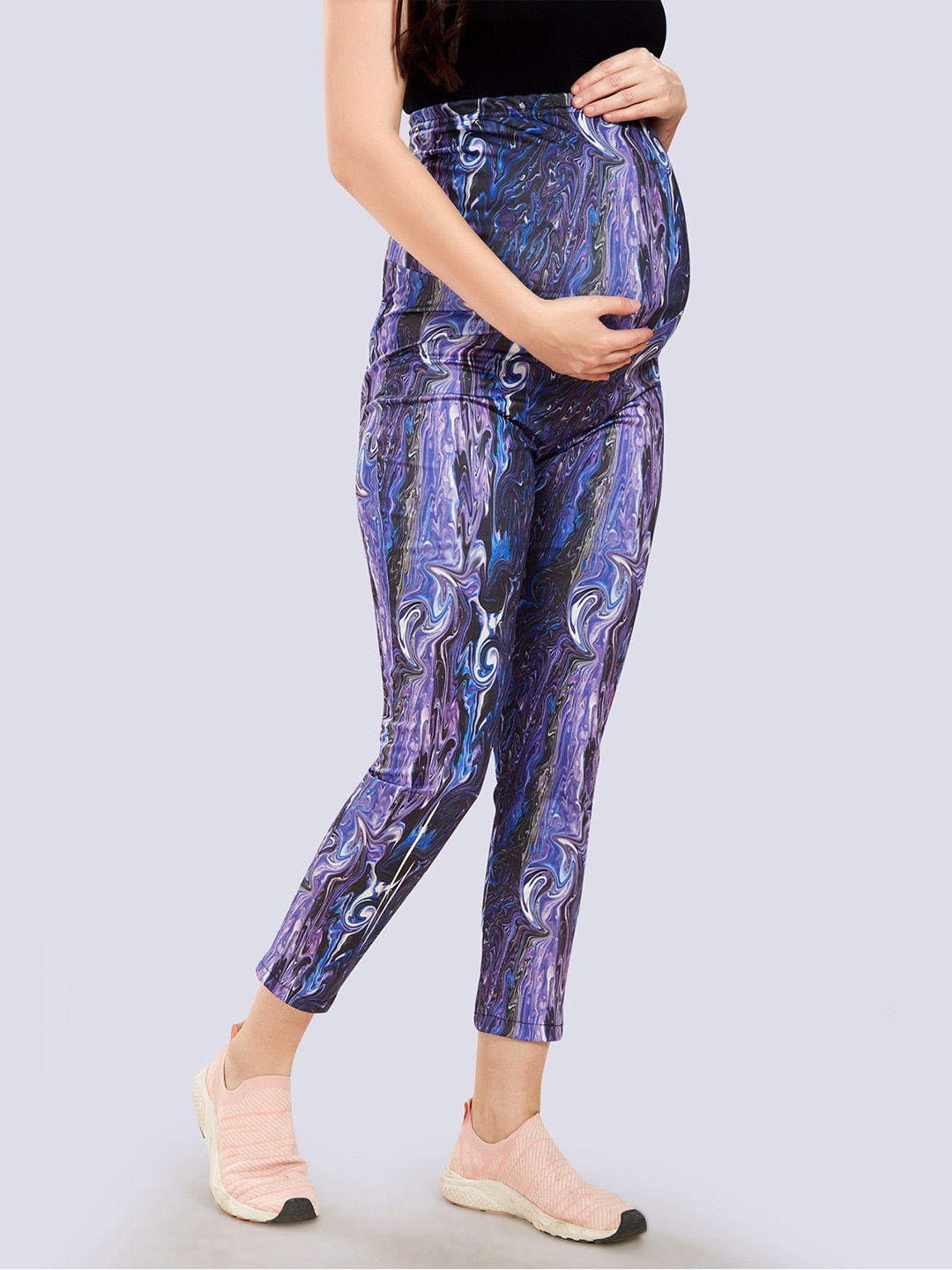 

Mom For Sure by Ketki Dalal Women Blue Slim Fit High-Rise Easy Wash Maternity Leggings