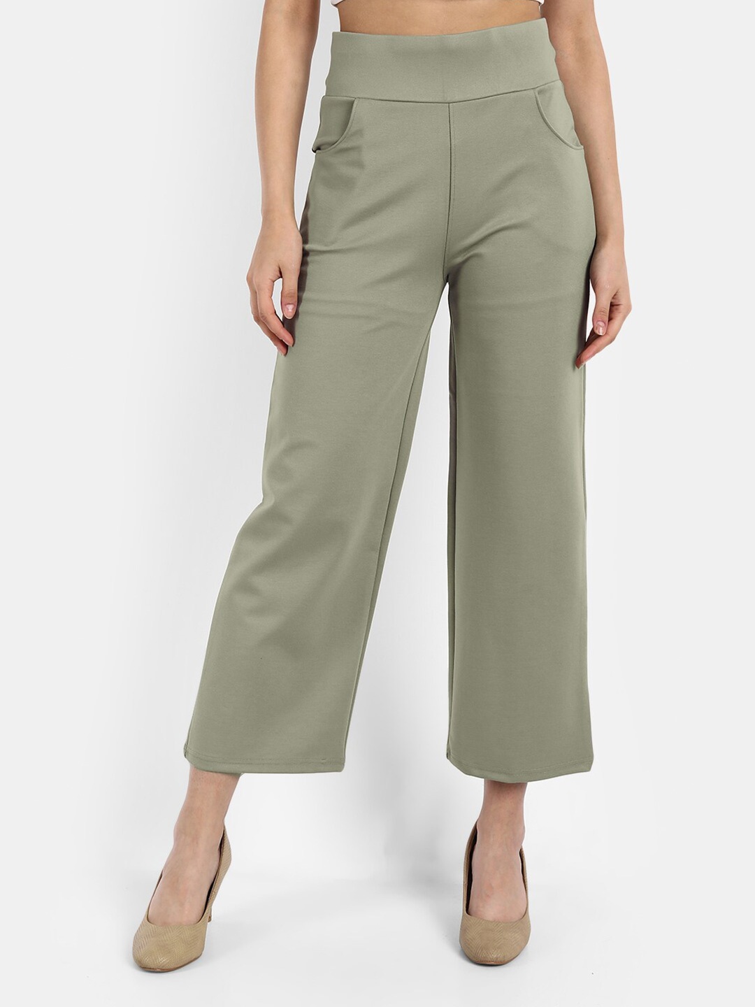 

Next One Women Green Solid High-Rise Straight-Fit Strechable Jeggings