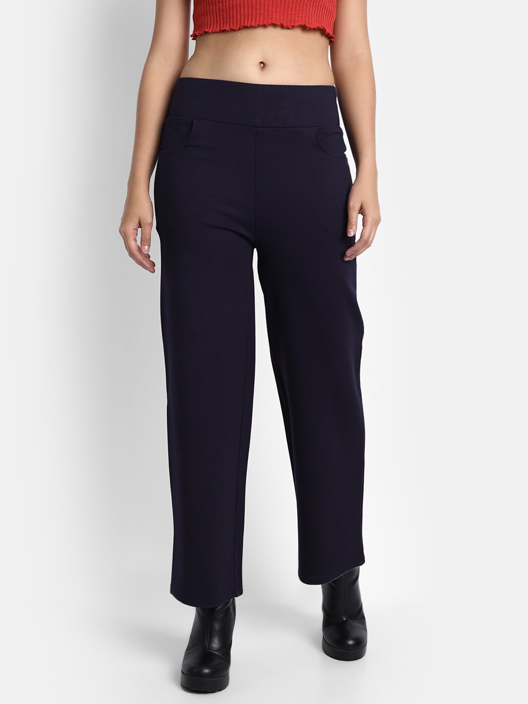 

Next One Women Navy Blue Solid High-Rise Jeggings