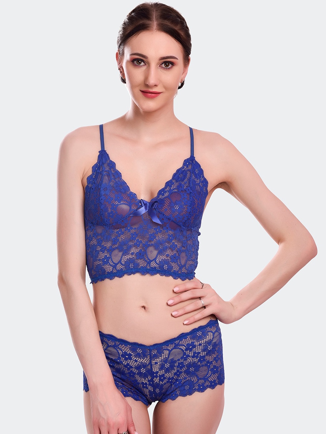 

Fleurt Women Blue Self-Design Lingerie Set Fleurt-L.Set-170-R.BL-S
