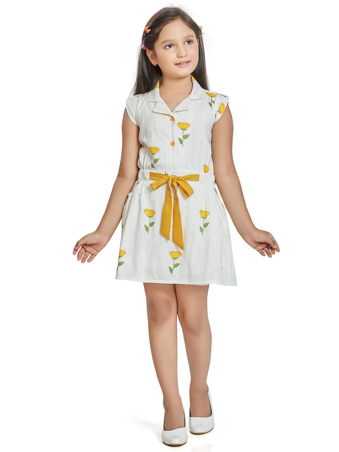 

Peppermint Mustard Yellow Floral Dress