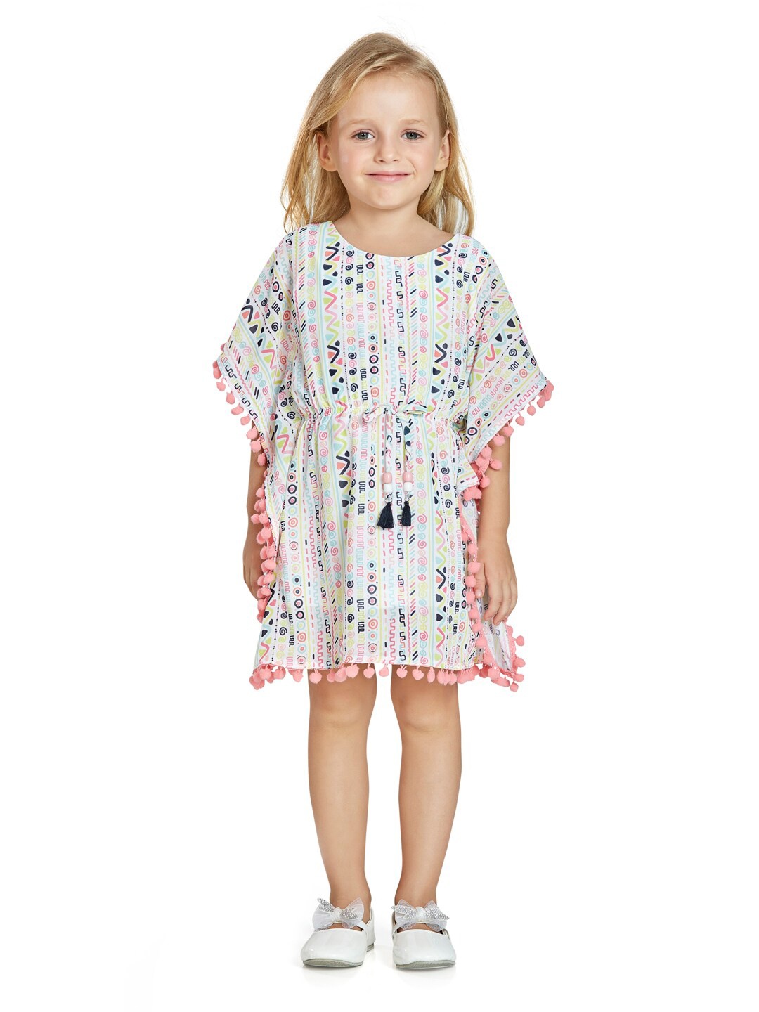 

Peppermint Pink & White Chiffon Kaftan Dress