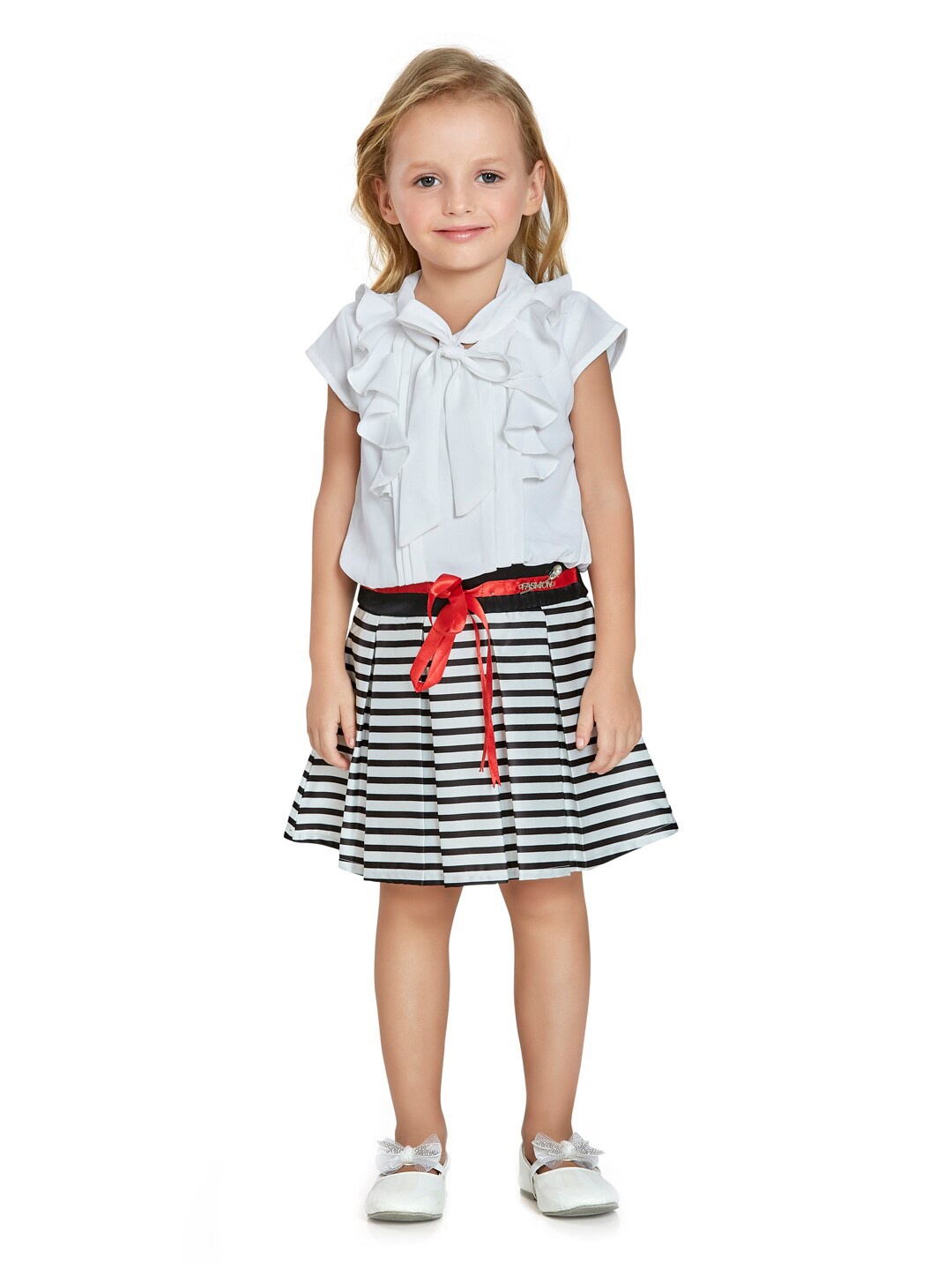 

Peppermint White Striped A-Line Dress