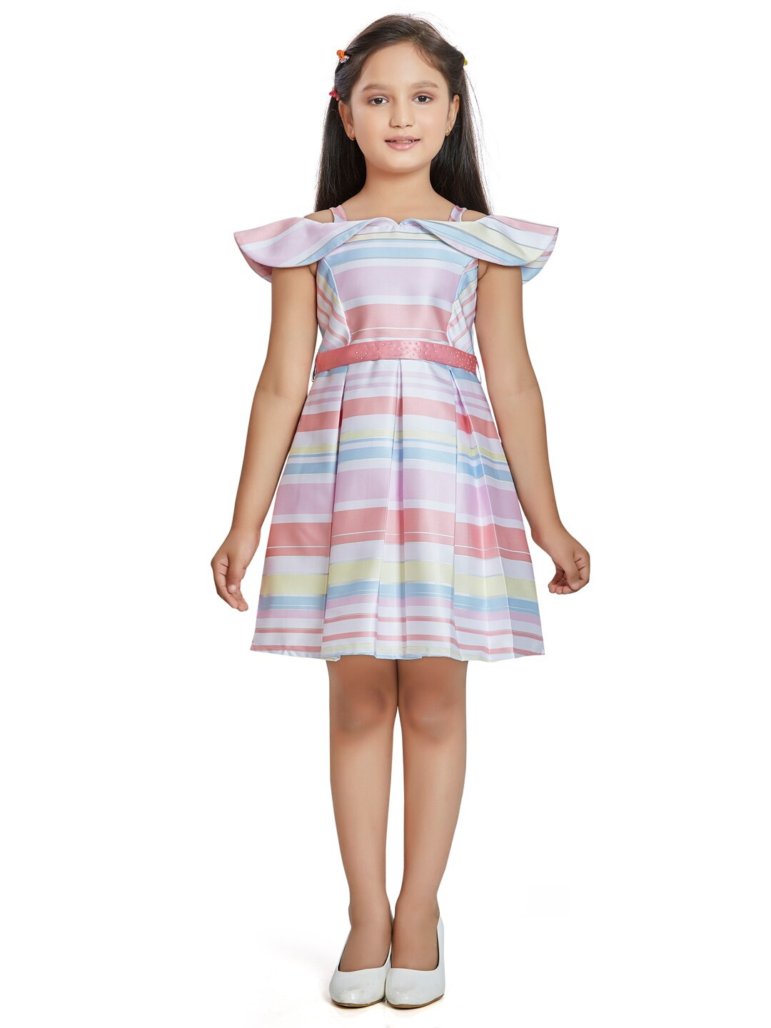 

Peppermint Pink Striped Fit And Flare Dress