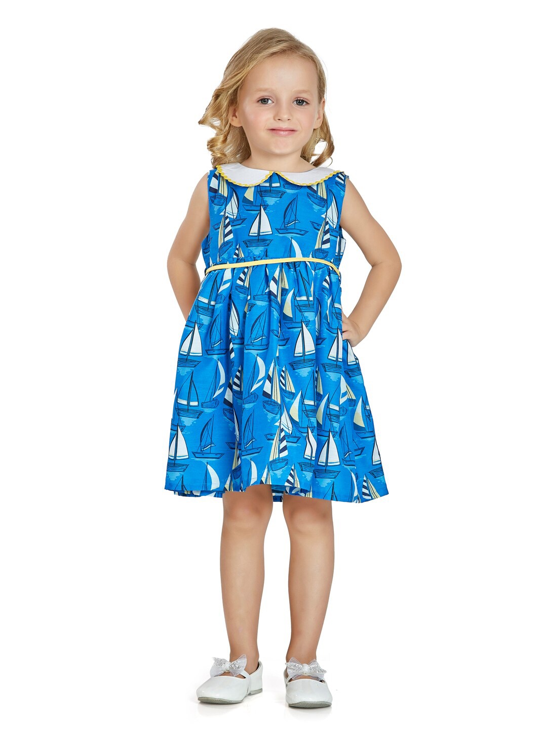 

Peppermint Blue Floral Peter Pan Collar A-Line Dress