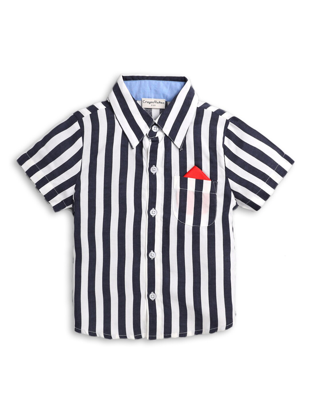 

Hopscotch Boys Navy Blue Striped Casual Shirt