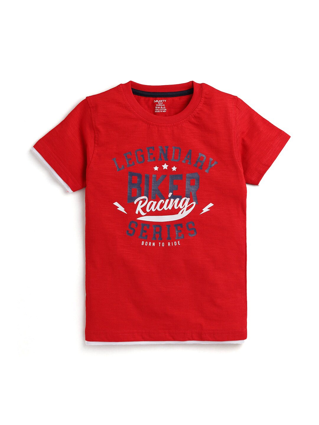 

Hopscotch Boys Red Typography Printed T-shirt 100% Cotton