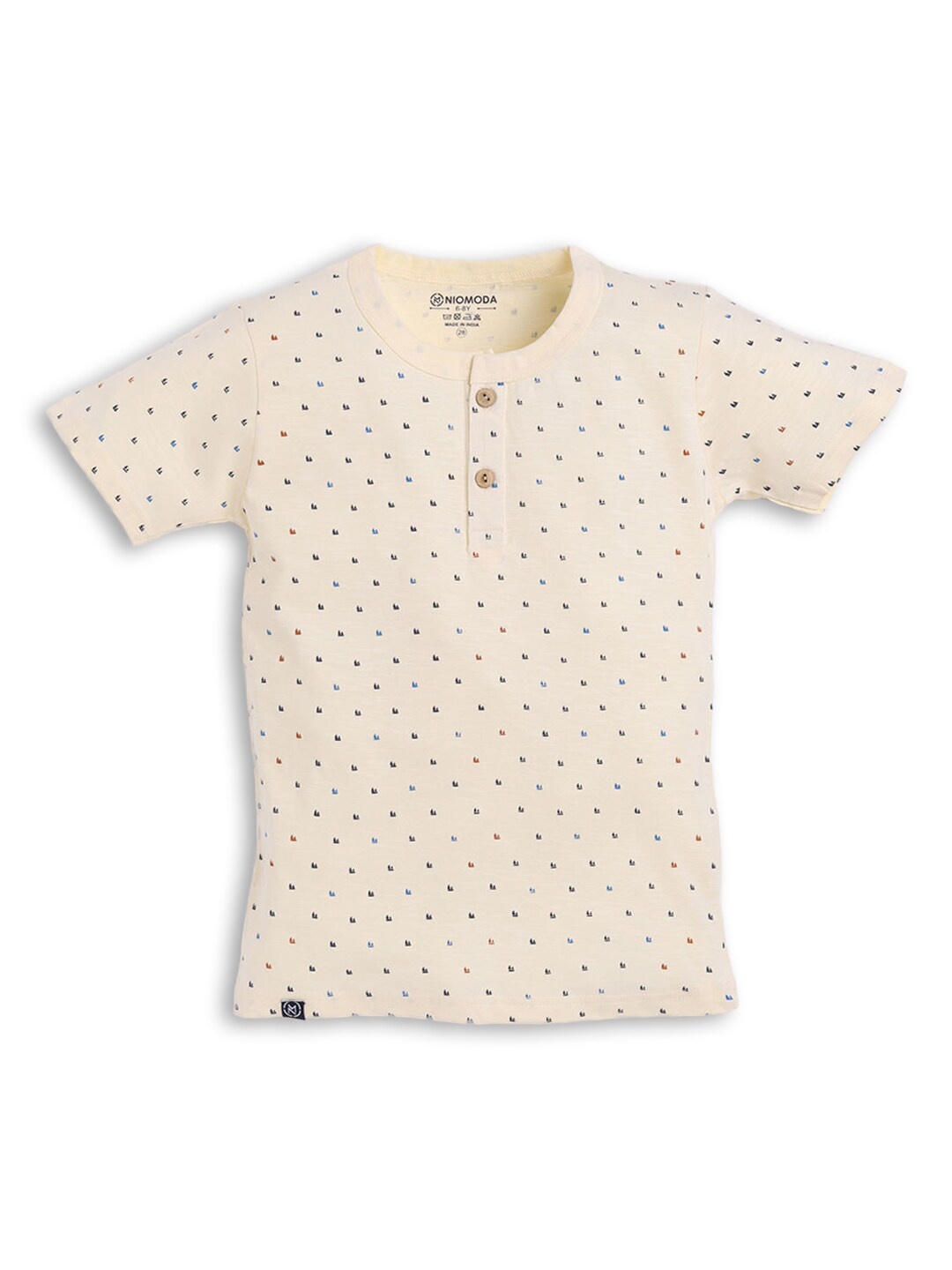 

Hopscotch Boys Peach-Coloured Printed T-shirt