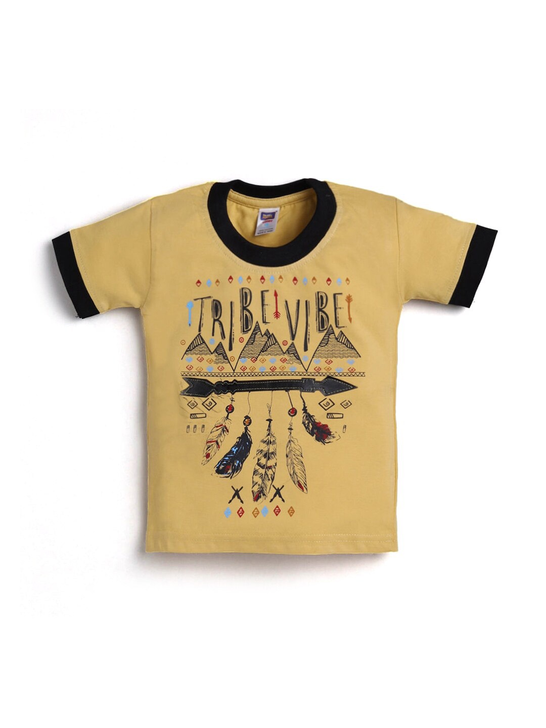 

Hopscotch Boys Yellow Printed T-shirt