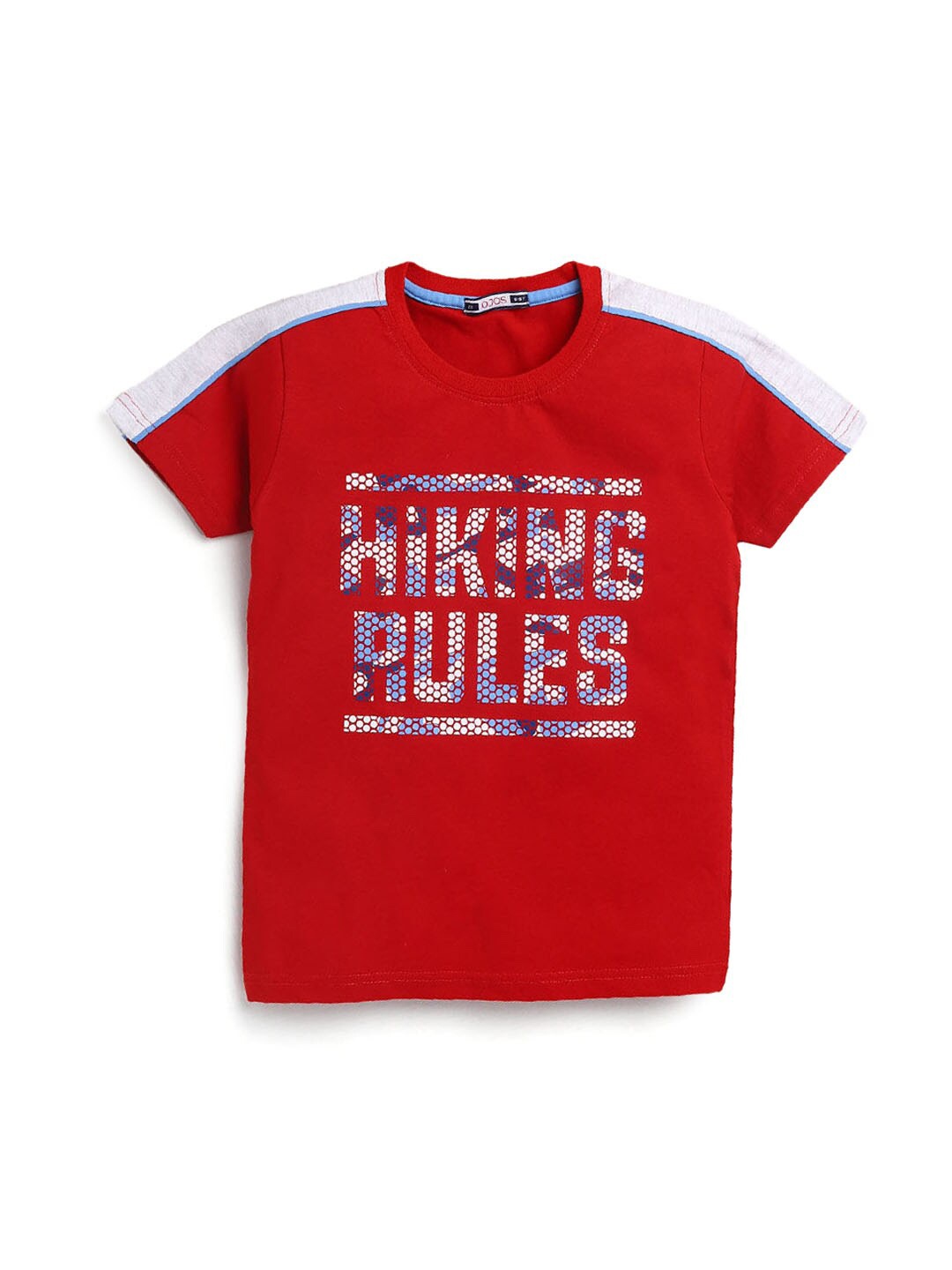

Hopscotch Boys Red Typography Printed Cotton T-shirt