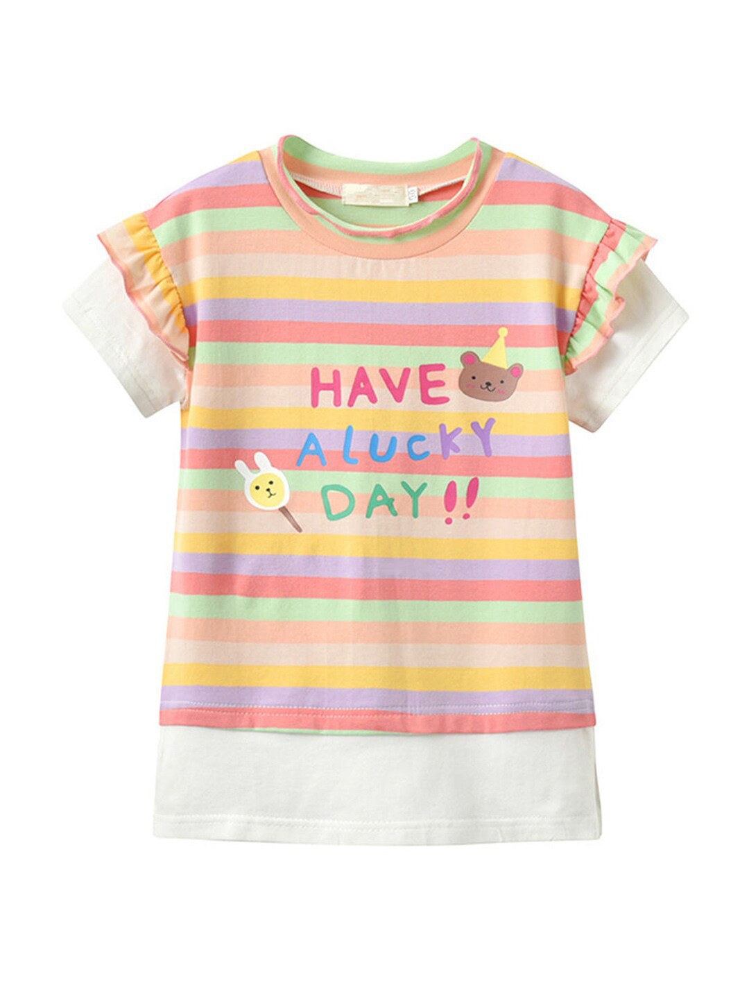 

Hopscotch Girls Multicoloured Striped T-shirt, Multi
