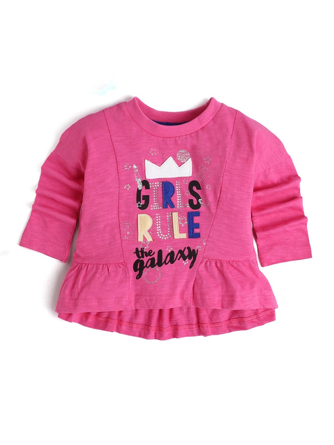 

Hopscotch Girls Pink Printed Cotton T-shirt